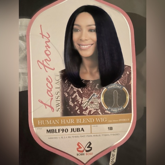 NWT Human Hair Blend Lace Front Wig MBLF90 Swiss Lace Juba (TT1B/B1) Color BLACK - Picture 3 of 4